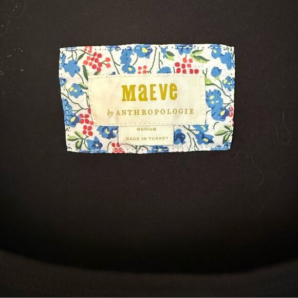 Maeve by Anthroplogie Black Women's Blouse with Ruffle Sleeves Size Medium - Picture 3 of 4